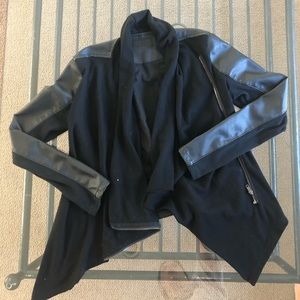 Blank NYC drapey panel leather jacket